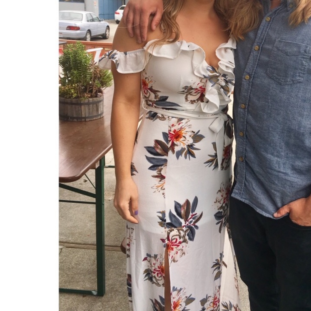 White floral maxi dress